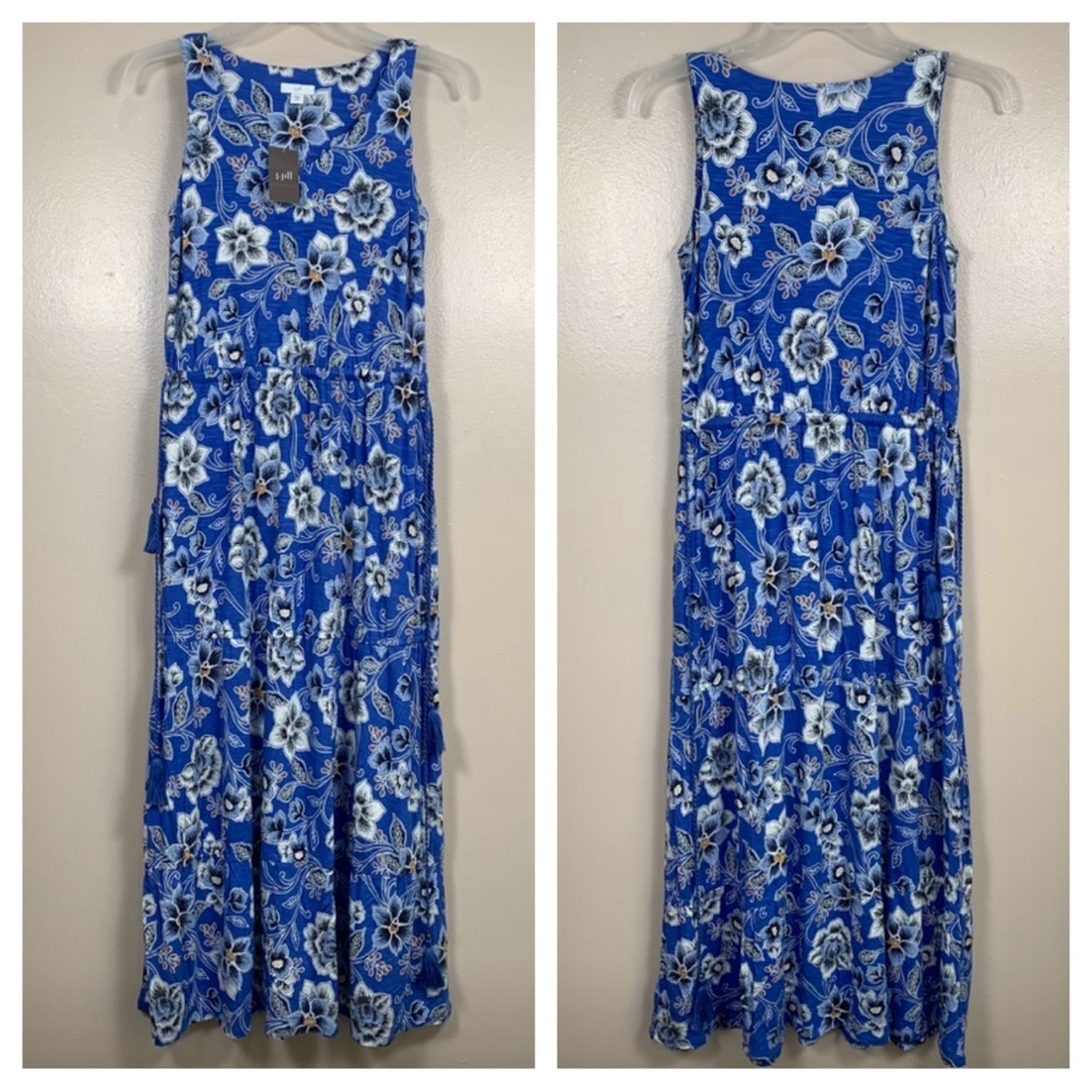 J.Jill Coastal Jersey Floral Tassel Detail Maxi Dress - Picture 2 of 14